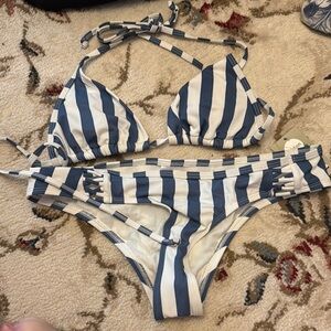 Striped Blue and White Bikini Set NWT